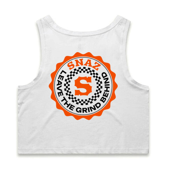 SNAZ - Orange Blocks - Wo's Crop Singlet Thumbnail